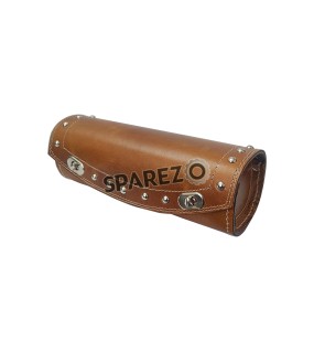 Universal Fit Indian Motorbike Front Side Brown Tan Genuine Leather Tool Bag