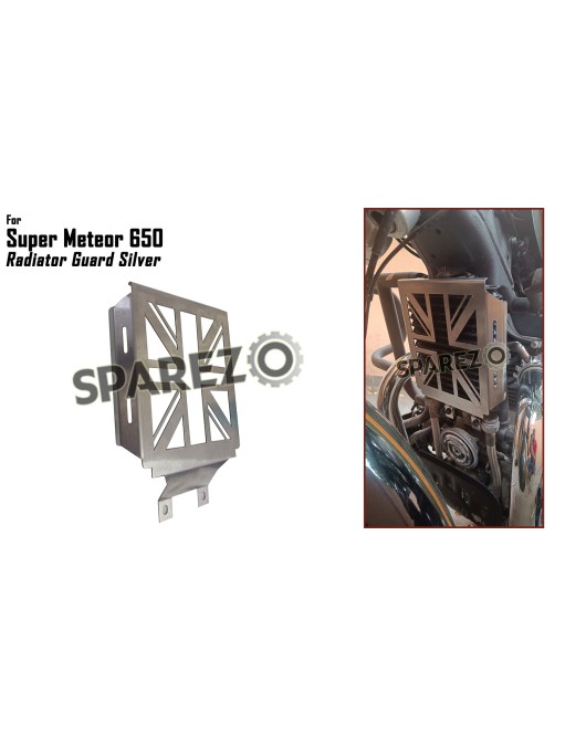 Royal Enfield Super Meteor 650 Flag Design Oil Cooler Radiator Guard Silver