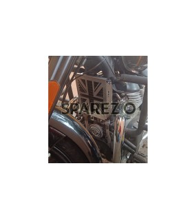 Royal Enfield Super Meteor 650 Flag Design Oil Cooler Radiator Guard Silver