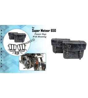 Royal Enfield Super Meteor 650 LH-RH Pannier Bags Pair With Mounting Pair Black