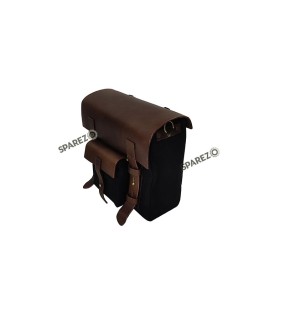 Royal Enfield Super Meteor 650 Black Canvas Leather Pannier Bags and Mounting