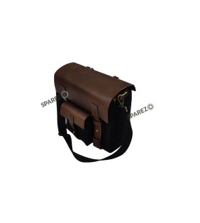 Royal Enfield Super Meteor 650 Black Canvas Leather Pannier Bags and Mounting