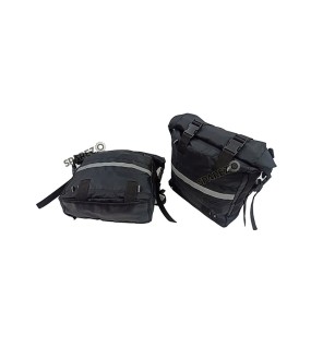 Royal Enfield Super Meteor 650 Black Canvas Pannier Bags With Mounting