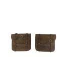 Royal Enfield Super Meteor 650 Dust Color Leather Pannier Bags and Mounting Pair