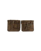 Royal Enfield Super Meteor 650 Dust Color Leather Pannier Bags and Mounting Pair