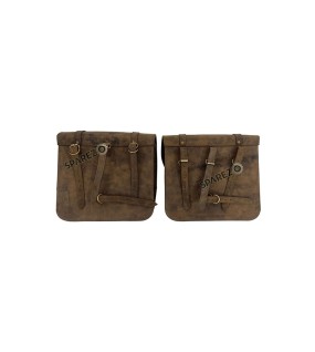Royal Enfield Super Meteor 650 Dust Color Leather Pannier Bags and Mounting Pair