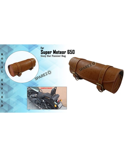 Royal Enfield Super Meteor 650 Engraved Leather Tools and Accessories Bag Brown