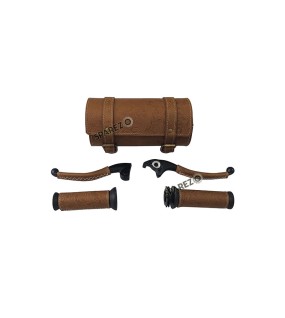 Royal Enfield Meteor and Classic Reborn 350 Leather Tool Bag lever with Grip Brown