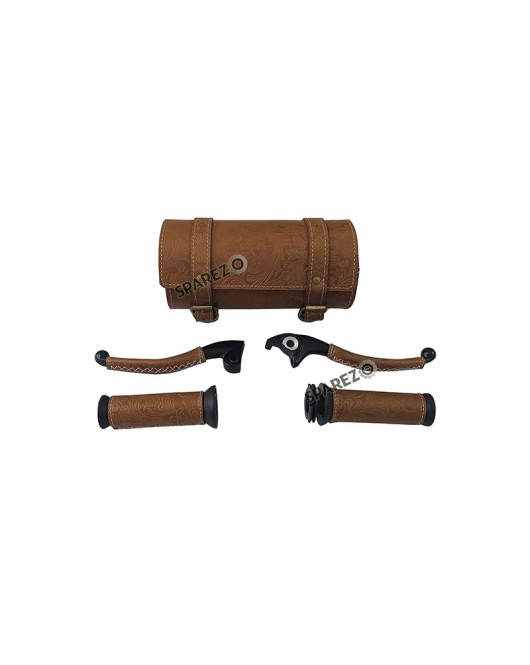 Royal Enfield Meteor and Classic Reborn 350 Leather Tool Bag lever with Grip Brown