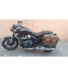 For Royal Enfield Super Meteor 650 Rusty Brown Pannier Bags Pair With Mountings