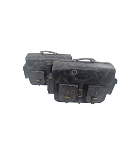 For Royal Enfield Super Meteor 650 Black Pannier Bags Pair With Mountings