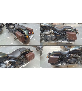 For Royal Enfield Super Meteor 650 Brown Bags With Saddle Stay Mounting