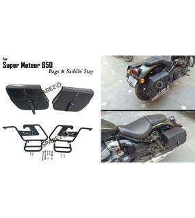 For Royal Enfield Super Meteor 650 Black Bags With Saddle Stay Mounting