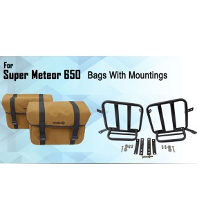 For Royal Enfield Super Meteor 650 Canvas Pannier bags with Mounting Pair