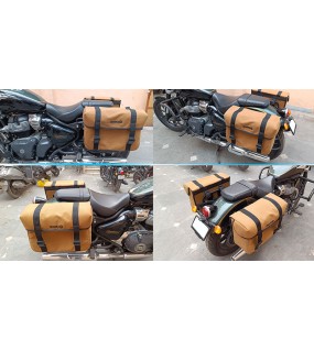 For Royal Enfield Super Meteor 650 Canvas Pannier bags with Mounting Pair