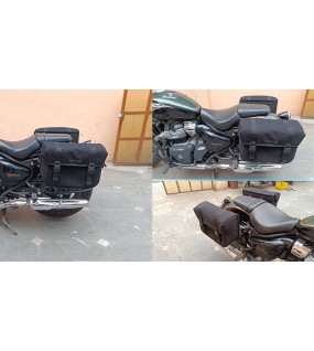 For Royal Enfield Super Meteor 650 Black Canvas Pannier bags with Mounting