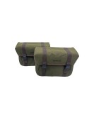 For Royal Enfield Super Meteor 650 Olive Canvas Pannier bags with Mounting