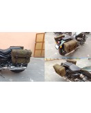 For Royal Enfield Super Meteor 650 Olive Canvas Pannier bags with Mounting