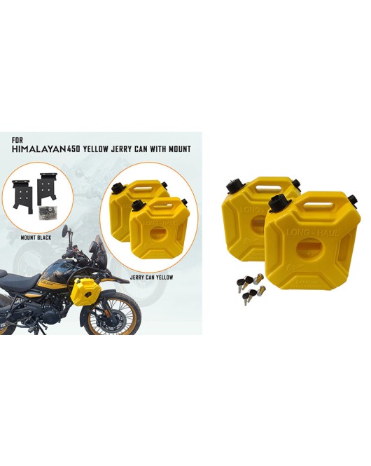 For Royal Enfield New Himalayan 450 RH-LH Yellow Jerry Can Pair with Mount