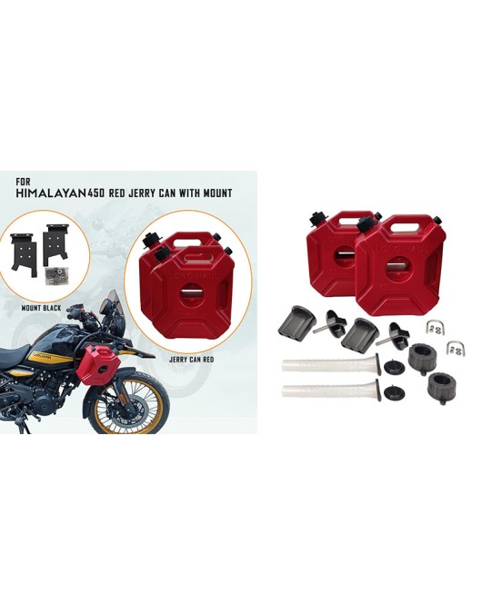 For Royal Enfield New Himalayan 450 RH-LH Red Jerry Can Pair with Mount