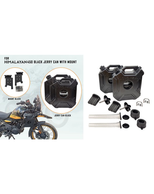 For Royal Enfield New Himalayan 450 RH-LH Black Jerry Can Pair with Mount