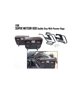 For Royal Enfield Super Meteor 650 Pannier Bags With Saddle Stay Black