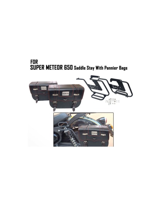 For Royal Enfield Super Meteor 650 Pannier Bags With Saddle Stay Black