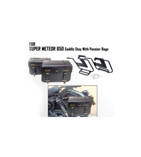 Fit For Royal Enfield Super Meteor 650 Pannier Bags With Saddle Stay Black