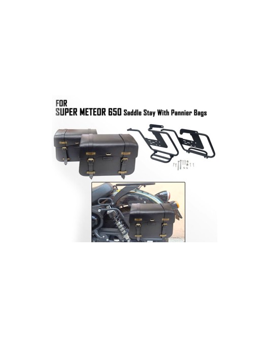 Fit For Royal Enfield Super Meteor 650 Pannier Bags With Saddle Stay Black