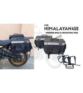 Fit For Royal Enfield New Himalayan 450 Canvas Pannier Black Bags with Mounting