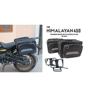 Fit For Royal Enfield New Himalayan 450 Canvas Pannier Bags With Mounting Black