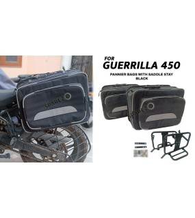 Fit For Royal Enfield Guerrilla 450 Canvas Pannier Bags With Mounting Black
