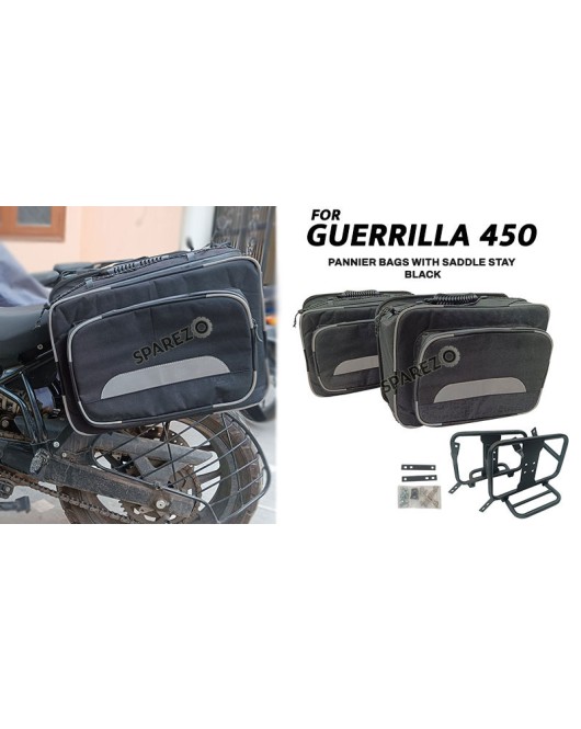 Fit For Royal Enfield Guerrilla 450 Canvas Pannier Bags With Mounting Black