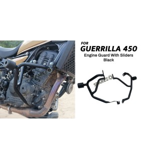 Fit For Royal Enfield Guerrilla 450 Large Engine Guard With Sliders Black
