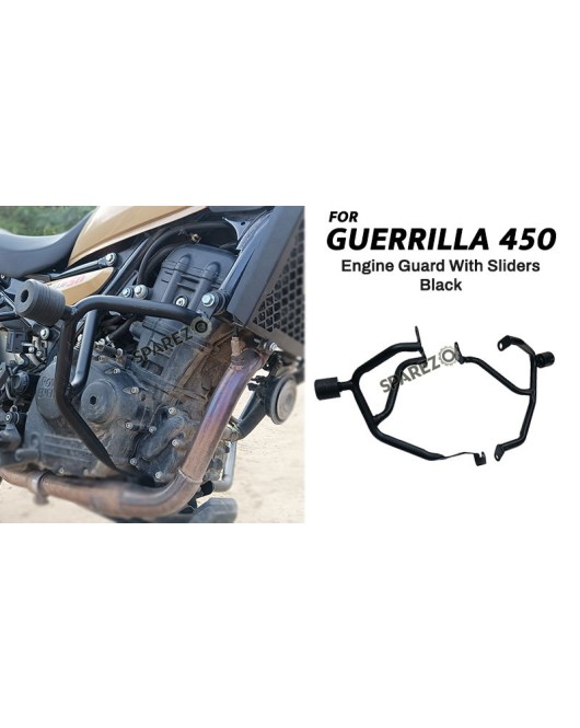 Fit For Royal Enfield Guerrilla 450 Large Engine Guard With Sliders Black