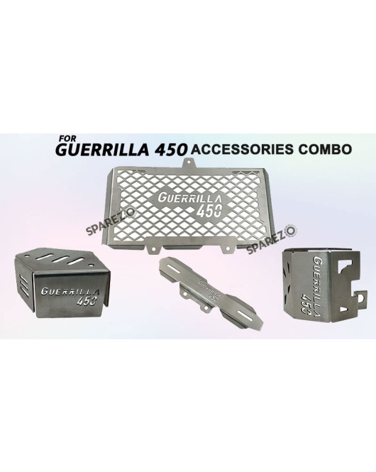 Fit For Royal Enfield Guerrilla 450 4 Pcs Accessories Combo Pack Silver