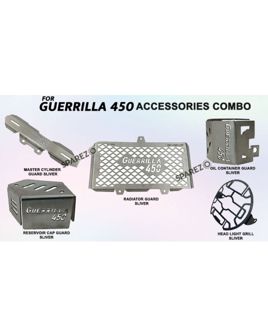 Fit For Royal Enfield Guerrilla 450 5 Pcs Accessories Combo Pack Silver