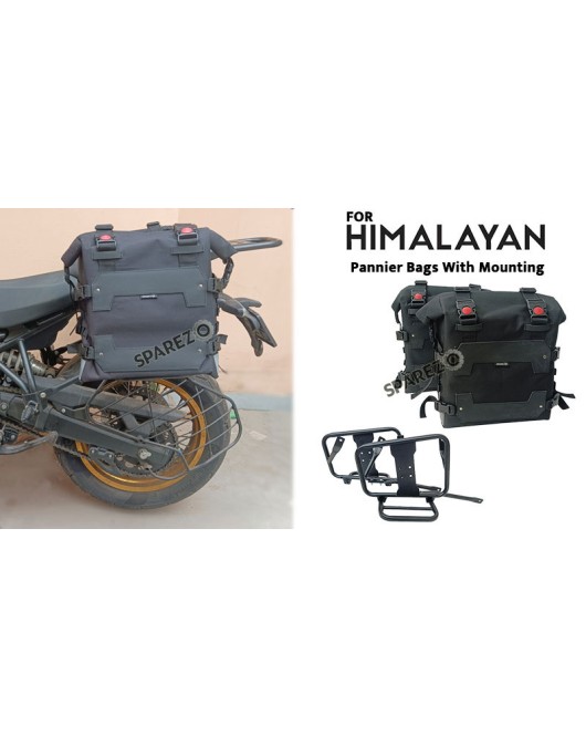 Fit For Royal Enfield New Himalayan 450 Black Canvas Pannier Bags With Mounting