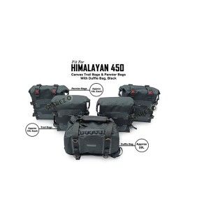 Fit For Royal Enfield Himalayan 450 Canvas Trail Pannier Bags And Duffle Bag Black