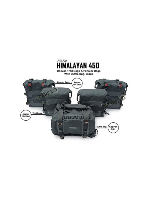 Fit For Royal Enfield Himalayan 450 Canvas Trail Pannier Bags And Duffle Bag Black