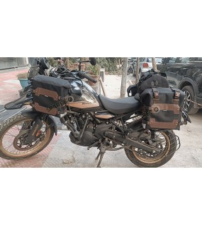 For Royal Enfield Himalayan 450 Canvas Trail Pannier Bags And Duffle Bag Brown