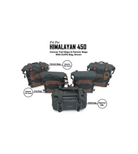 For Royal Enfield Himalayan 450 Canvas Trail Pannier Bags And Duffle Bag Brown