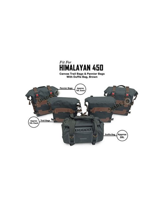 For Royal Enfield Himalayan 450 Canvas Trail Pannier Bags And Duffle Bag Brown