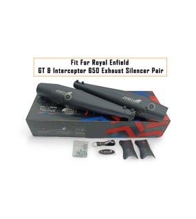 For Royal Enfield GT and Interceptor 650 Silver Stallion Exhaust Silencer Black