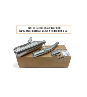 Fit For Royal Enfield Bear 650 AEW Exhaust Silencer Silver With Mid Pipe and Cat