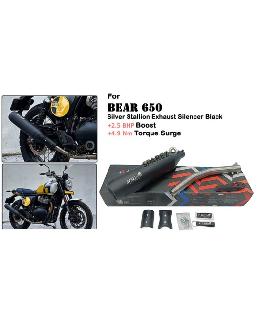 Fit For Royal Enfield Bear 650 Stainless Steel Exhaust Silencer Black    