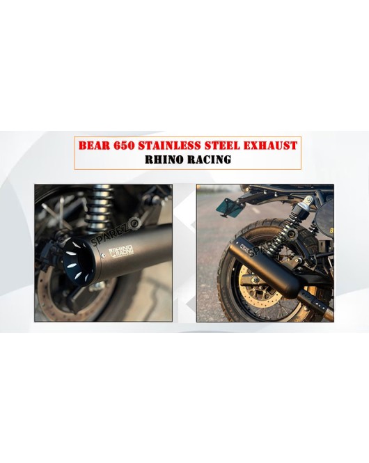 For Royal Enfield Bear 650 Rhino Racing Scramjet Max V2 Black Exhaust Silencer