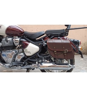 Fit For Royal Enfield Classic 650 Brown Color Bags With Saddle Stay Mounting