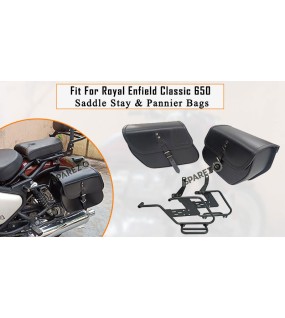 Fit For Royal Enfield Classic 650 Black Color Bags With Saddle Stay Mounting