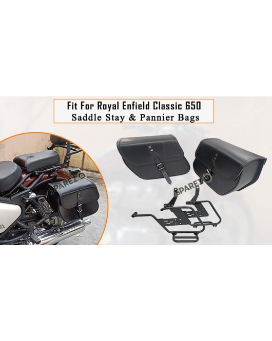 Fit For Royal Enfield Classic 650 Black Color Bags With Saddle Stay Mounting